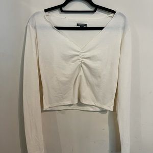 NWOT Cropped Waffle Shirt w/ Ruching